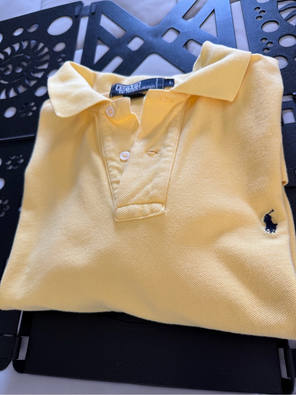 Ralph Lauren Yellow Polo Shirt with Navy Pony Embroidery L